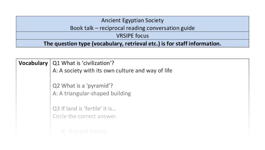 Reciprocal reading - Ancient Egyptian Society - VRSIPE