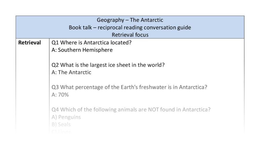 Reciprocal reading - retrieval - The Antarctic