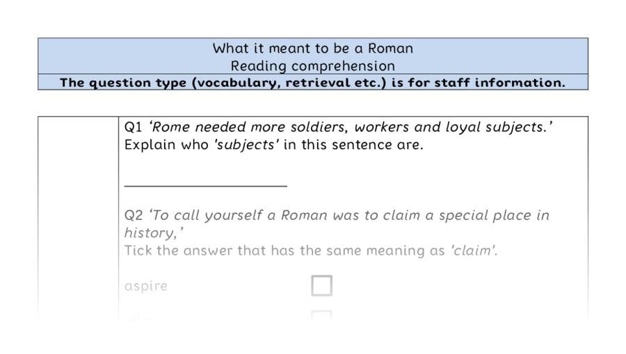 Reading comprehension VRSIPE-What it meant to be a Roman