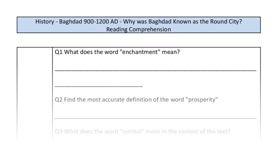 Reading Comprehension-Why was Baghdad Known as the Round City-VRSIPE