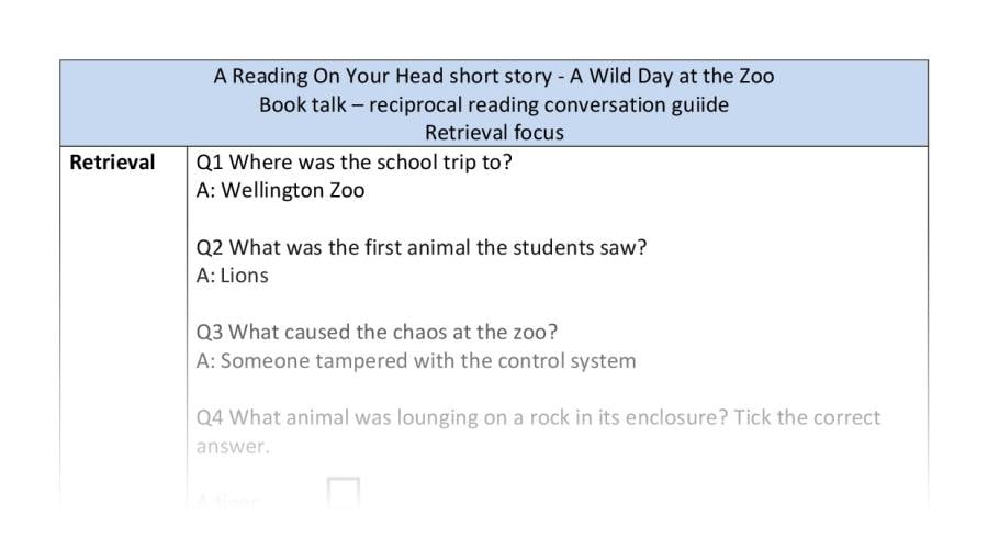 Reciprocal reading - retrieval - A Wild Day at the Zoo