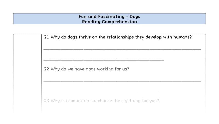 Reading Comprehension-Dogs-inference Focus