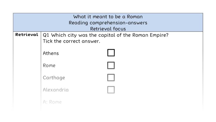Reading comprehension - retrieval - What it meant to be a Roman - answers