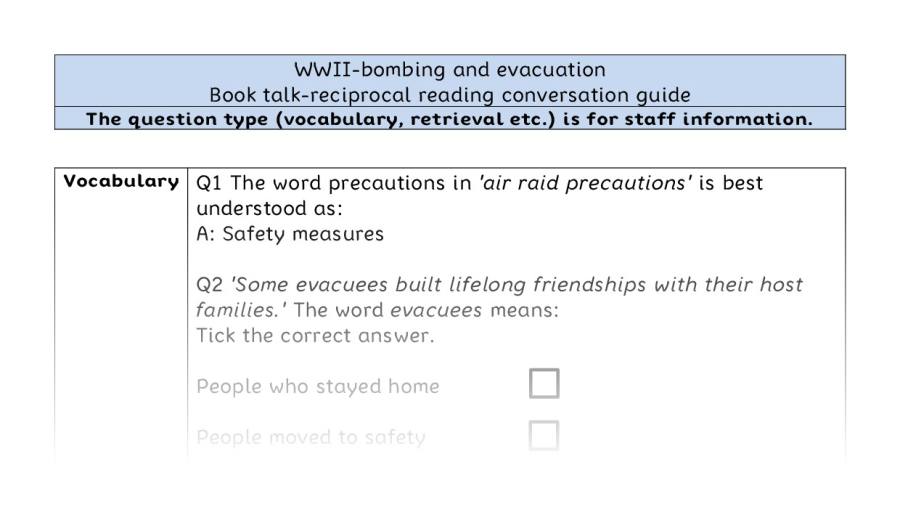 Reciprocal reading - VRSIPE - WWII-bombing and evacuation