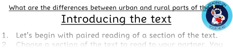 Teaching slides - What are the differences between urban and rural parts of the UK - Vocabulary Focus