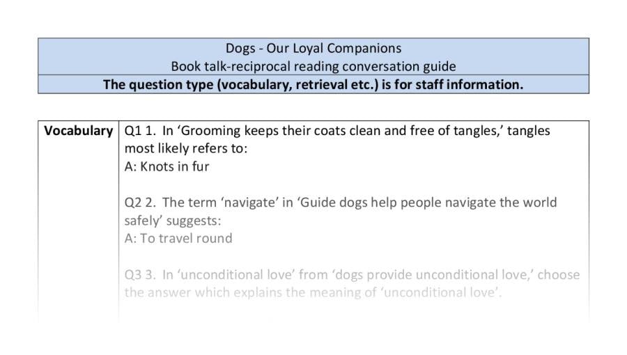 Reciprocal reading-VRSIPE-Dogs - Our Loyal Companions
