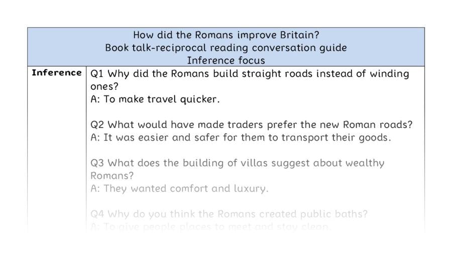 Reciprocal reading - inference - How did the Romans improve Britain