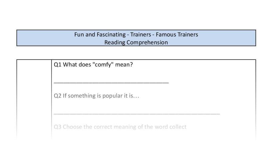 Reading Comprehension-VRSIPE-Famous Trainers