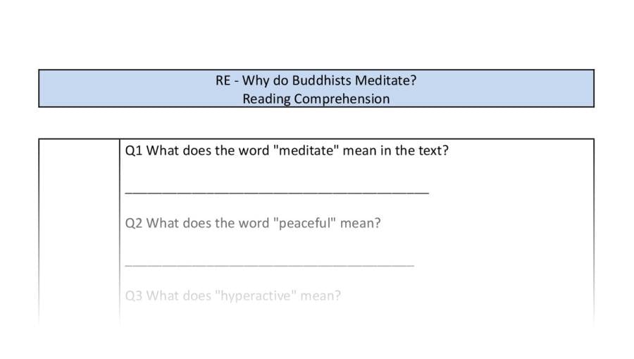 Reading Comprehension-Why do Buddhists Meditate-VRSIPE Focus