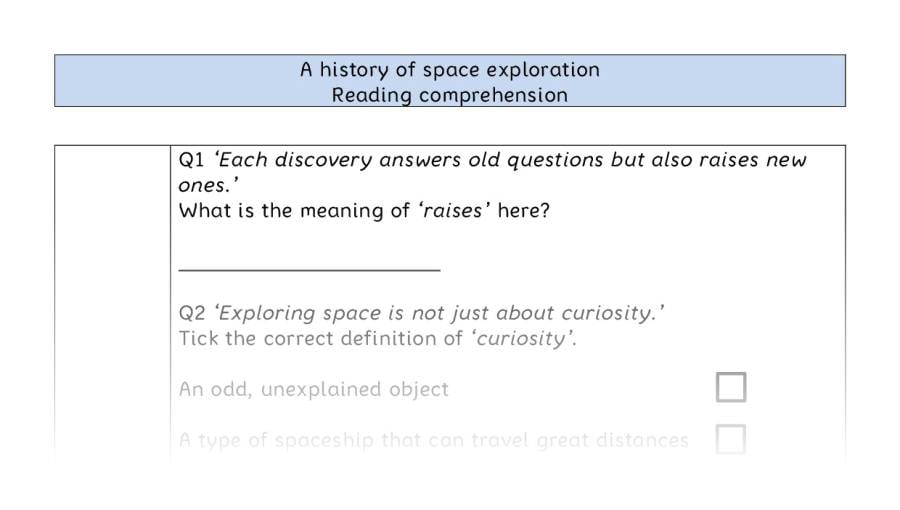 Reading comprehension - VRSIPE - A history of space exploration