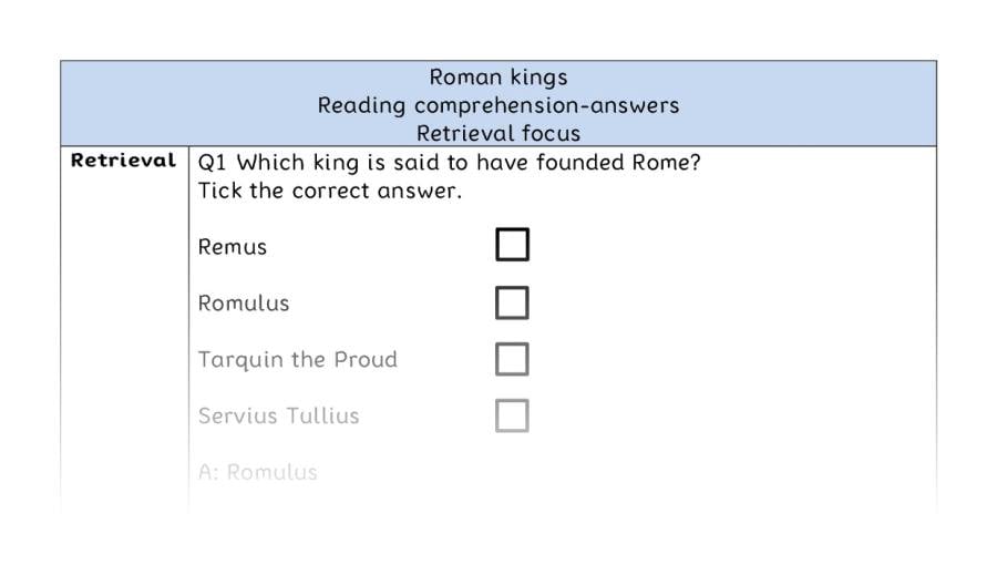 Reading comprehension - retrieval - Roman kings - answers