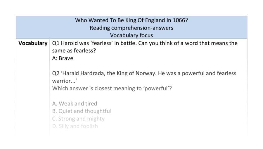 Reading comp - vocab - Who Wanted To Be King Of England In 1066