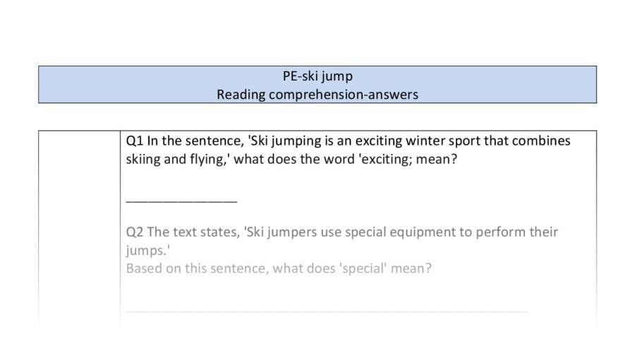 Reading comprehension-VRSIPE-ski jump