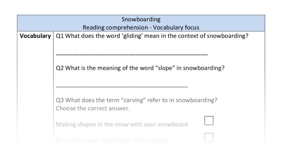 Reading comp-vocabulary-snowboarding