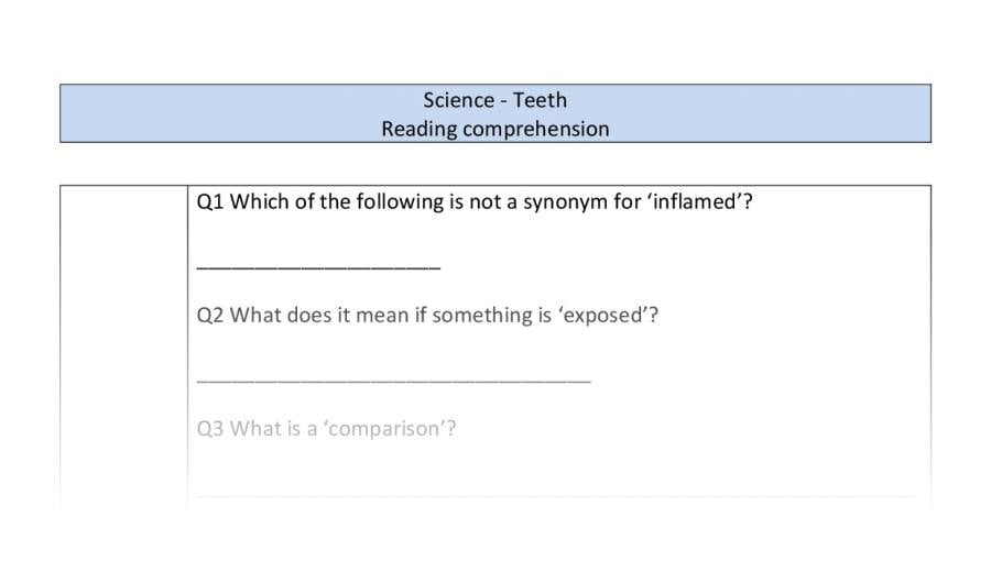 Reading comprehension-Teeth-VRSIPE