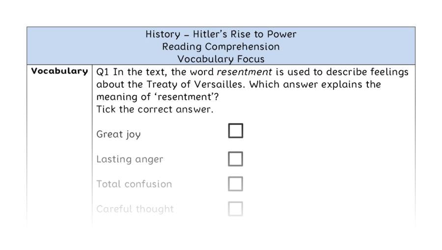 Hitlers Rise to Power - Reading Comprehension - Vocabulary Focus
