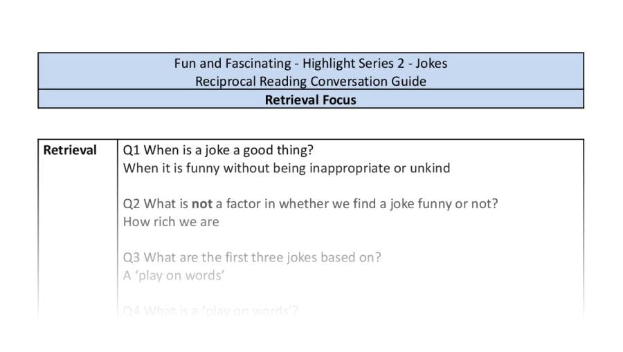 Reciprocal Reading Conversation - Jokes - Highlight Series 2 - Retrieval Focus