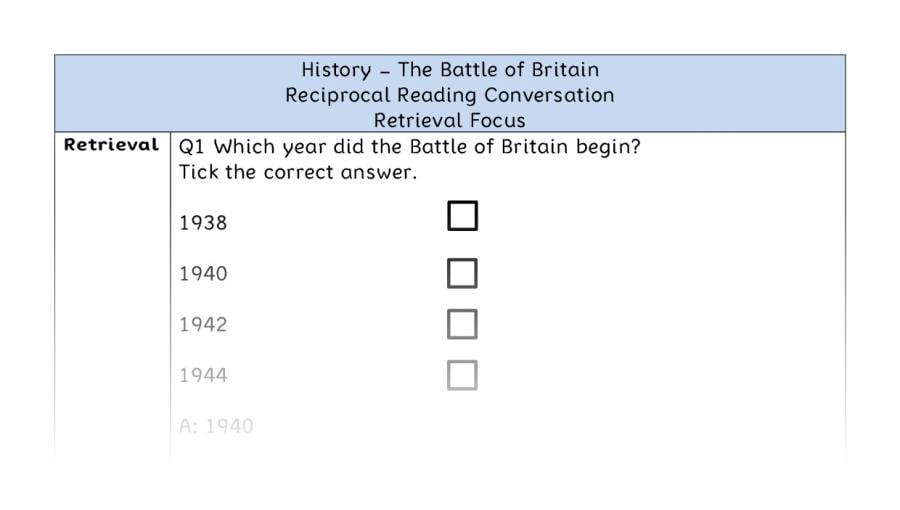 The Battle of Britain - Reciprocal Reading Conversation - Retrieval Focus