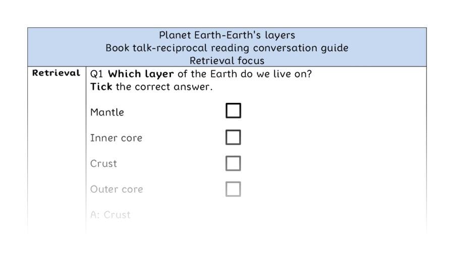 Reciprocal reading - retrieval - Planet Earth-Earths layers