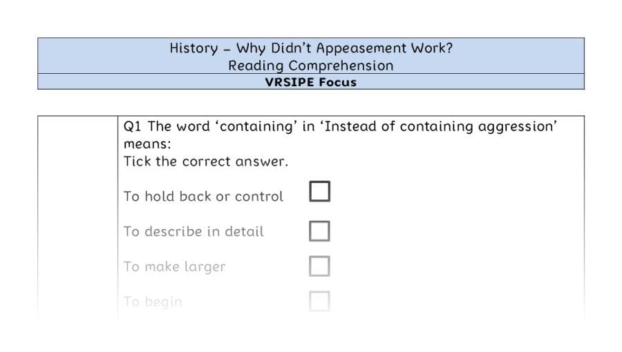 Why Didnt Appeasement Work - Reading Comprehension - VRSIPE Focus