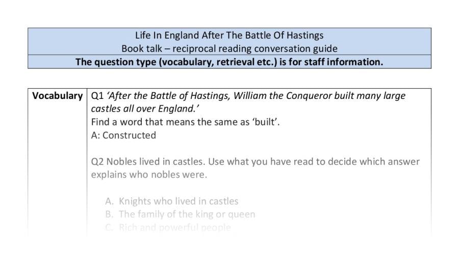 Reciprocal reading-VRSIPE-Life In England After The Battle Of Hastings
