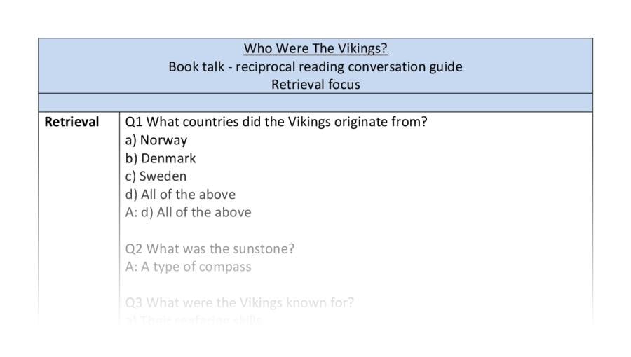 Reciprocal reading conversation - retrieval - Who were the Vikings