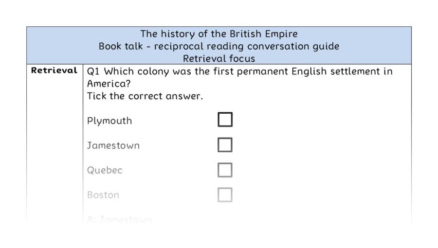 Recioprocal reading - retrieval - The history of the British Empire