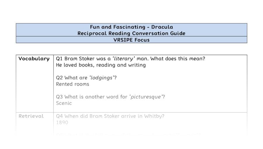 Reciprocal Reading Conversation - Dracula - Highlight Series 2 - VRSIPE Focus