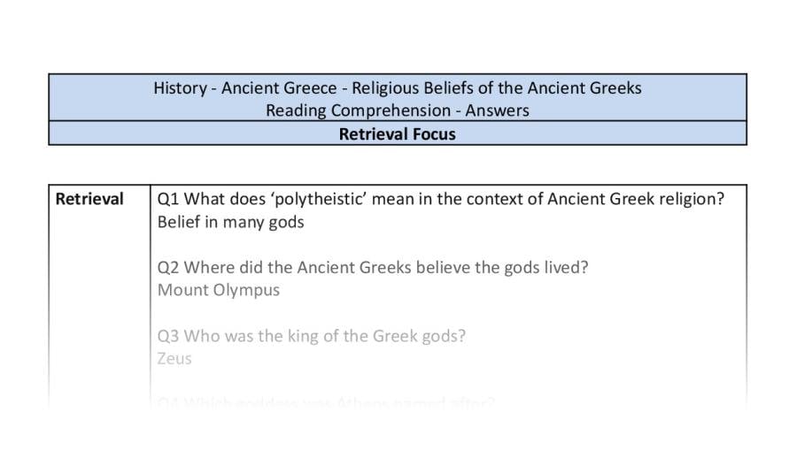 Reading Comprehension-Religious Beliefs of the Ancient Greeks-Retrieval Focus-answers