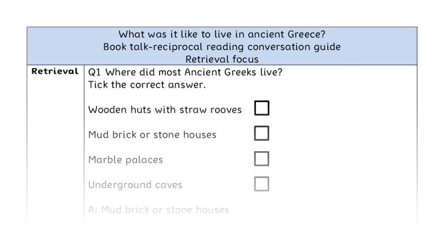 Reciprocal reading - retrieval - What was it like to live in ancient Greece