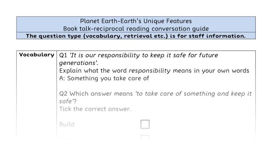 Reciprocal reading VRSIPE - Planet Earth-Earths Unique Features