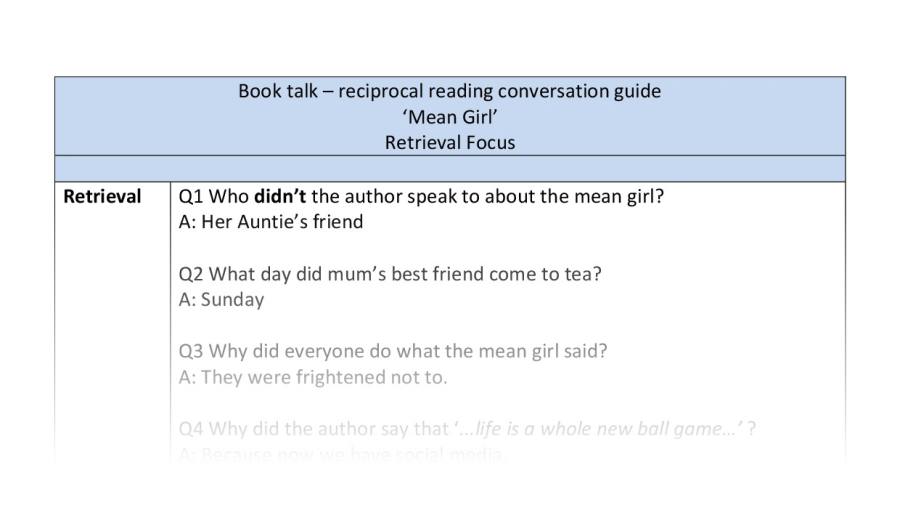 Reciprocal reading - Mean Girl - Retreival