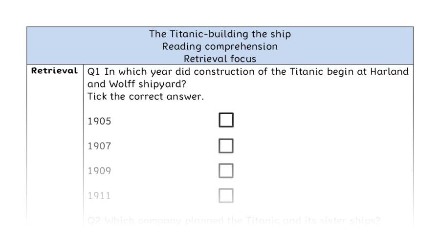 Reading comprehension - retrieval - The Titanic-building the ship