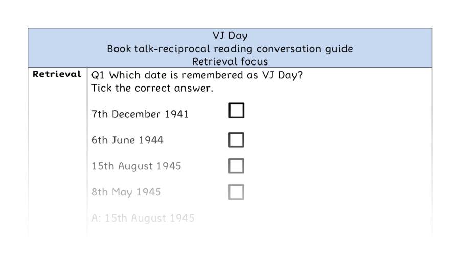 Reciprocal reading - retrieval - VJ Day