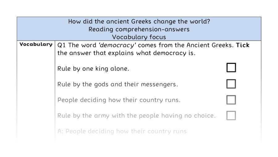 Reading comprehension - vocabulary-How did the ancient Greeks change the world - answers