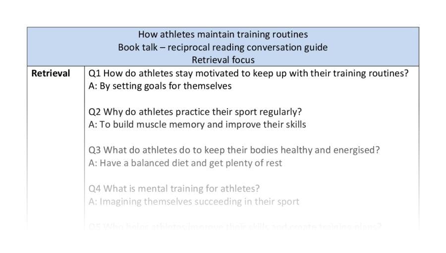 Reciprocal - retrieval - How athletes maintain training routines