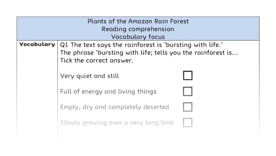 Reading comp-vocab-Plants of the Amazon Rain Forest