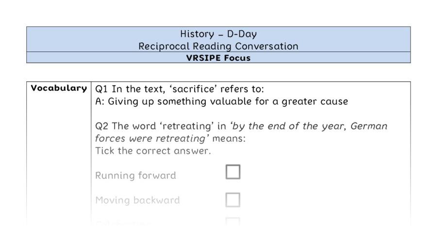 D-Day - Reciprocal Reading Conversation - VRSIPE Focus