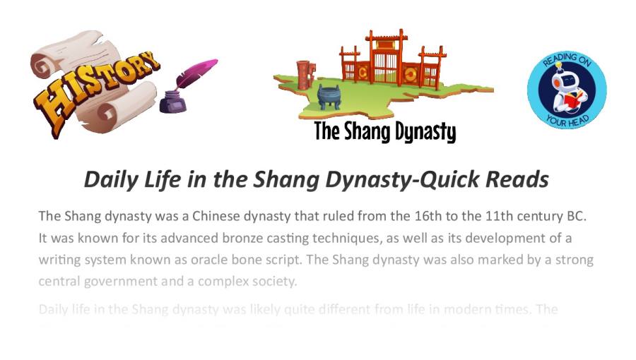 Daily life in the Shang Dynasty
