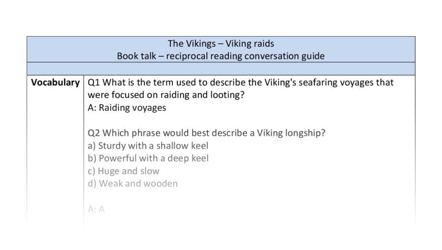 Reciprocal reading conversation - VRSIPE - Viking raids