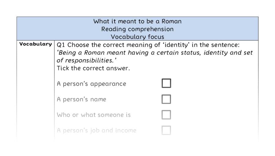 Reading comprehension - vocabulary - What it meant to be a Roman