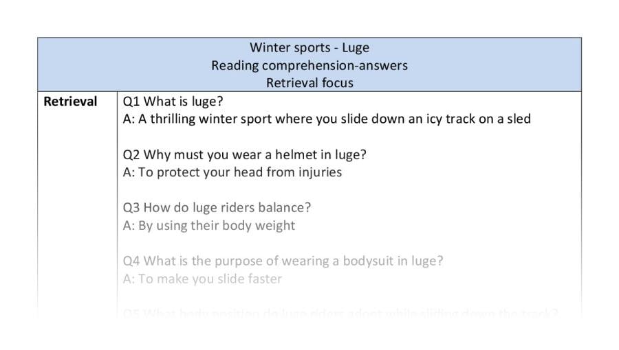 Reading comprehension - retrieval - Luge