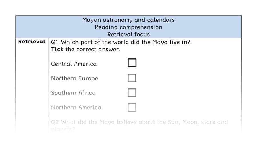 Reading comprehension - retrieval - Mayan astronomy and calendars