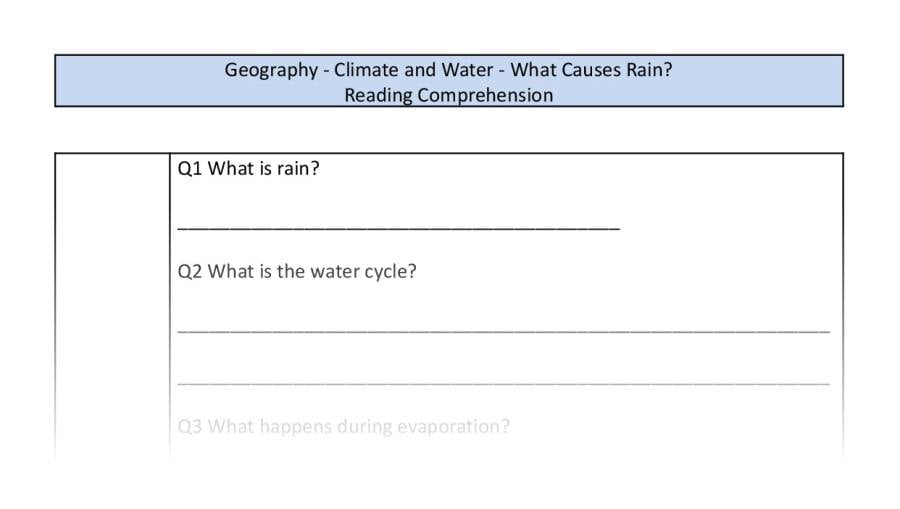 Reading comp - What Causes Rain - retrieval focus