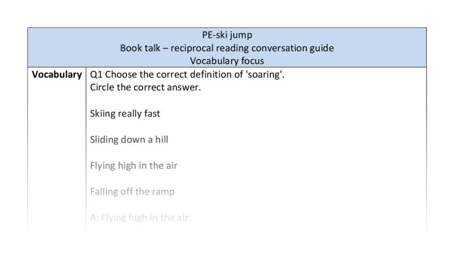 Reciprocal reading-vocab-ski jump
