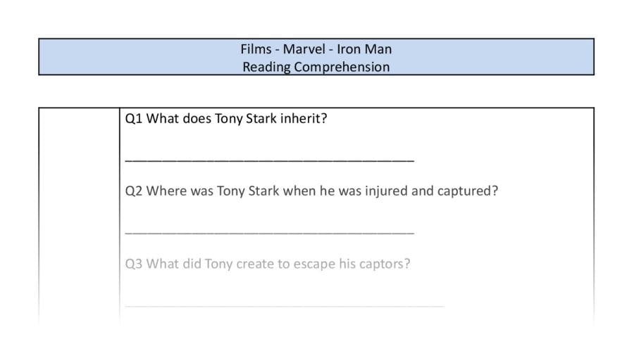 Reading Comprehension - Iron Man - Retrieval Focus