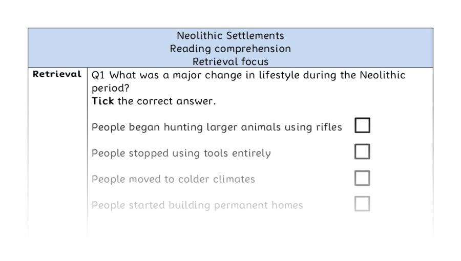 Reading comprehension - retrieval - Neolithic Settlements
