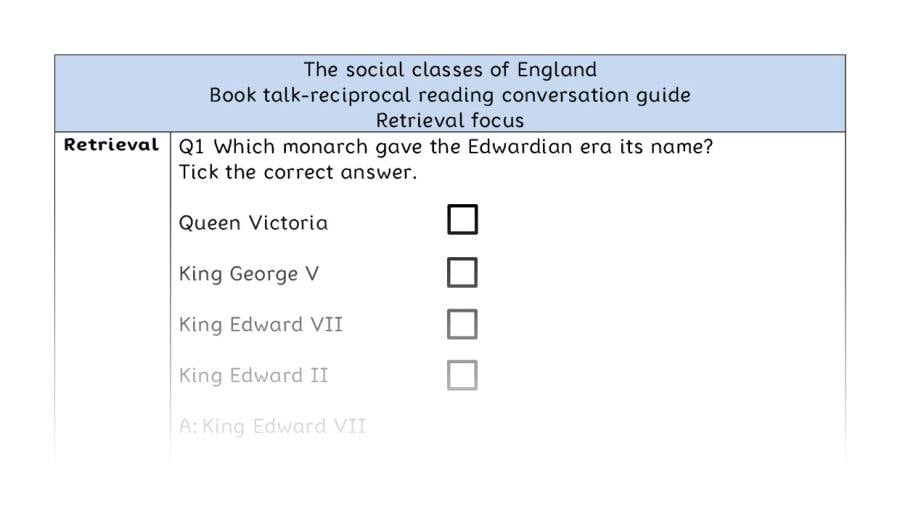 Reciprocal reading - retrieval - The social classes of England