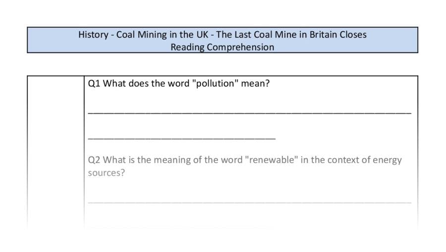 Reading Comprehension-The Last Coal Mine in Britain Closes-VRSIPE Focus