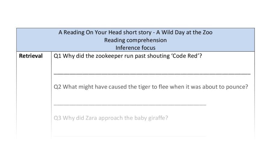 Reading comprehension - inference - A Wild Day at the Zoo